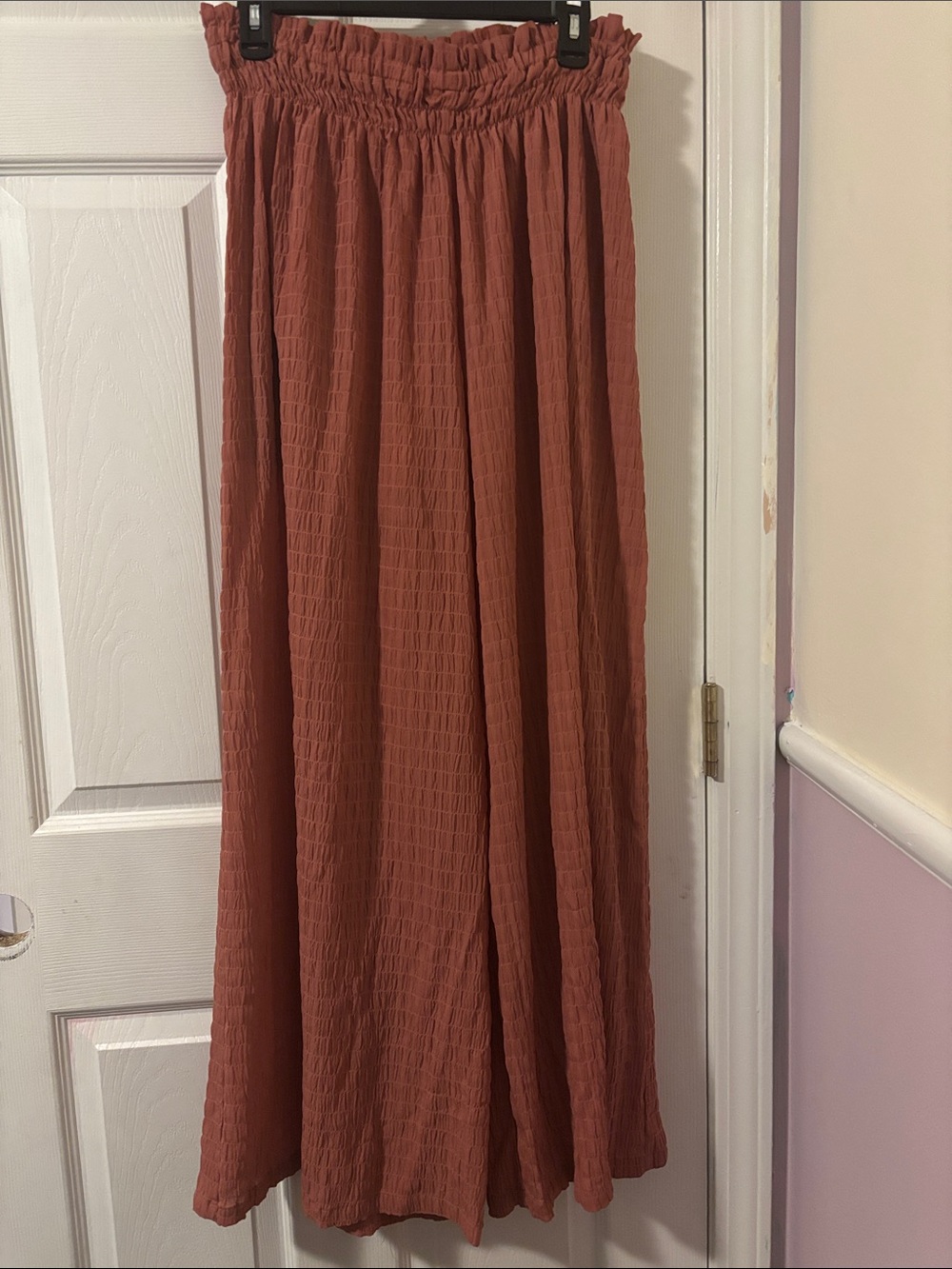 Women's Rust Smocked Waist Wide leg Pants